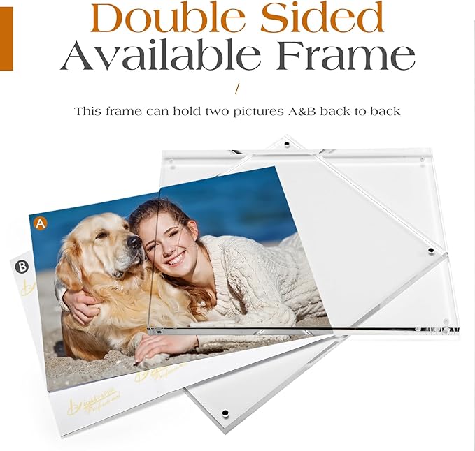 TWING 2 Pack Acrylic Picture Frame 8 x 10 Magnetic Picture Photo Frame - Image 3