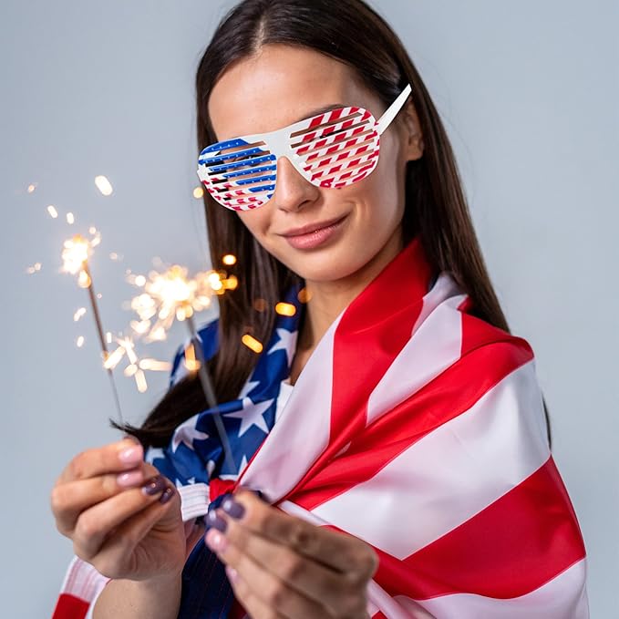 American Flag USA Patriotic Design Plastic Shutter Glasses Shades Sunglasses - Image 3