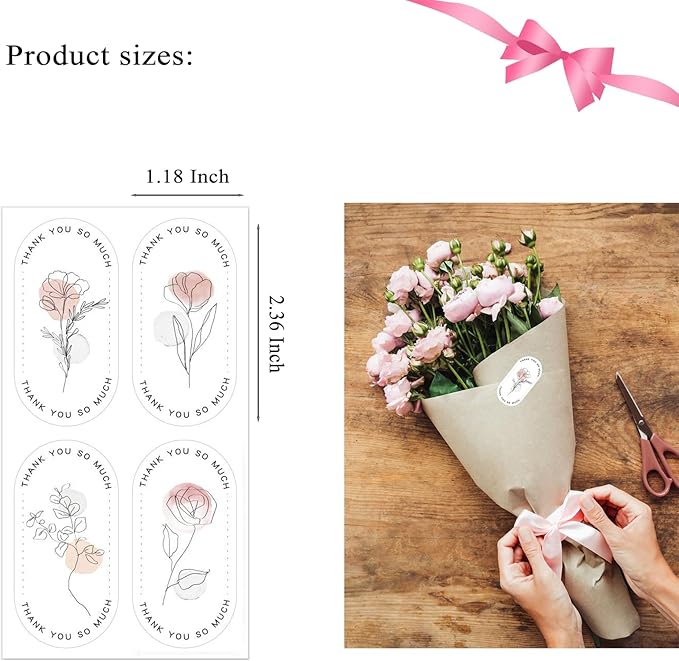 500 Pieces Large Thank You Stickers, Gift Flower Decorative Wrapping Stickers - Image 4
