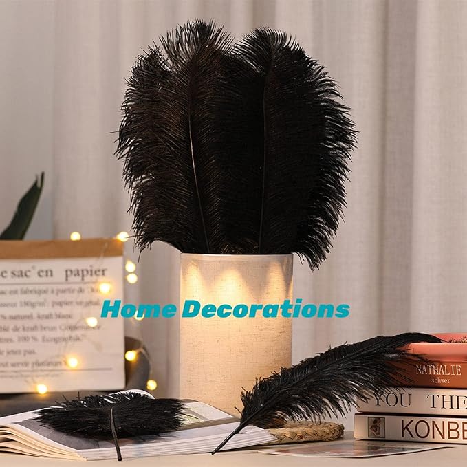 YAKRUNA 30 Pieces 12-14 Inches Black Ostrich Feathers Bulk - Image 3