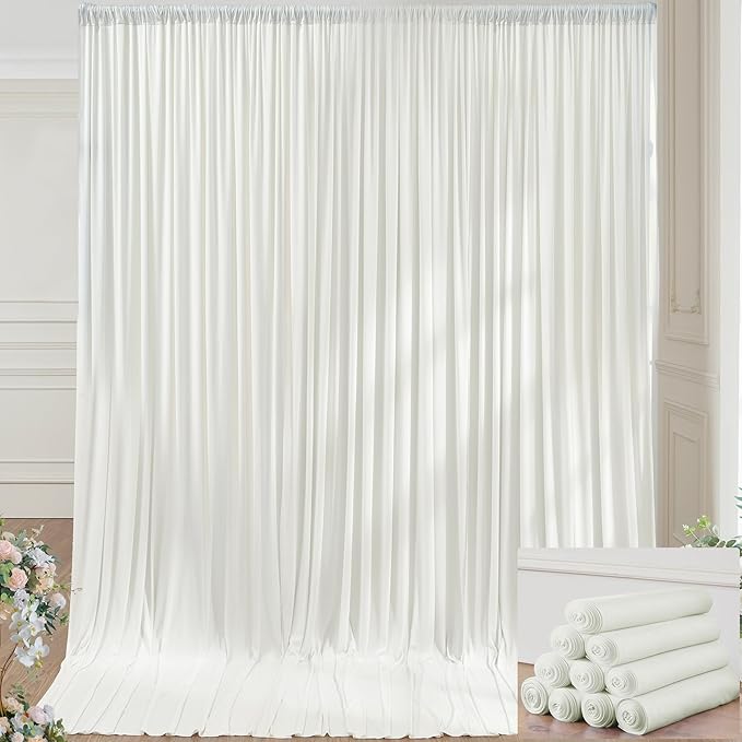 50×14ft Wrinkle Free Ivory Backdrop Curtain, Soft Silky Easy to Drape Cream by ENJOYYOURPARTY