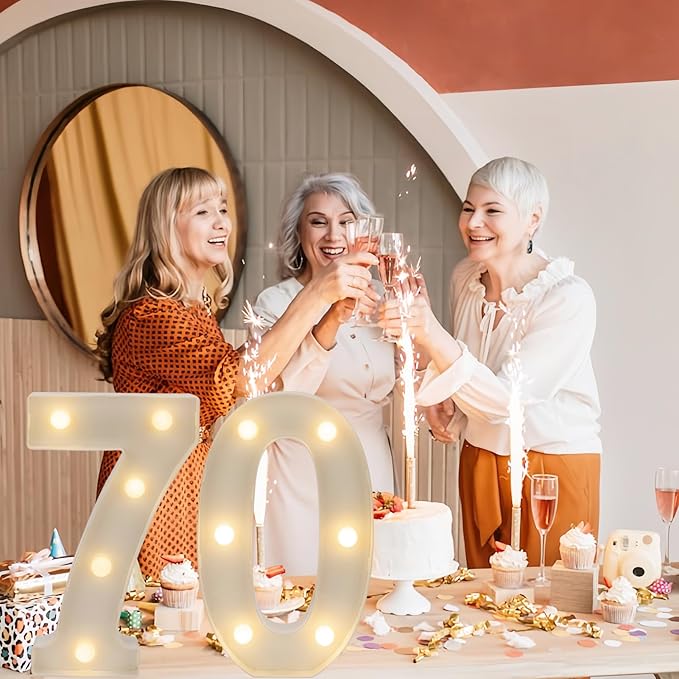 Decorative Led Light Up Numbers, 70th Birthday Decorations, Warm White Led - Image 4