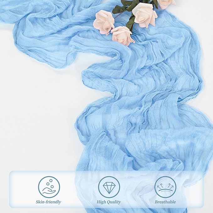 20 Pack Baby Blue Cheesecloth Table Runner 20 x 120 Inch Long Rustic Gauze - Image 5