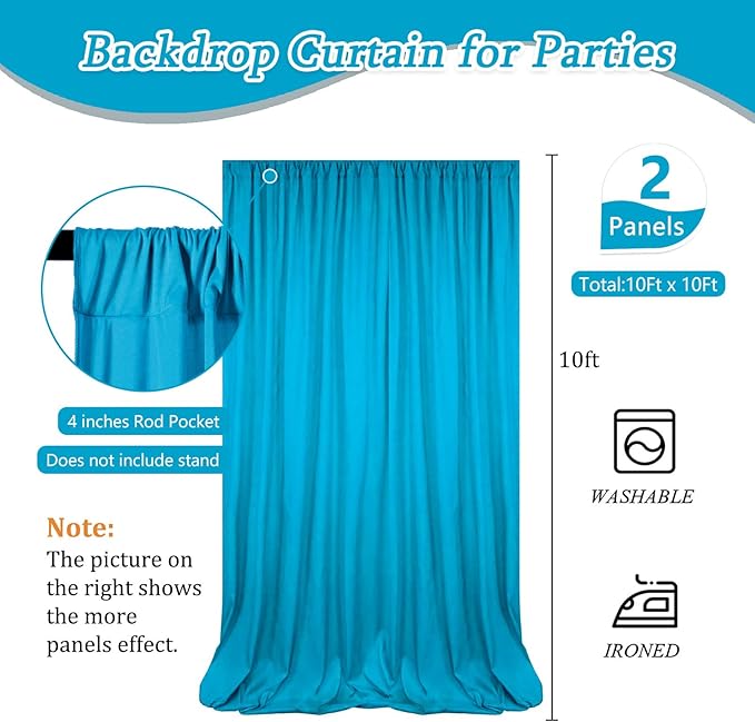 10 x 10 Feet Lake Blue Backdrop Curtain - Image 2