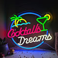 Cocktails Dreams Neon Sign Led Wall Decor Man Cave Neon Light Up Signs Wall Art by Keello