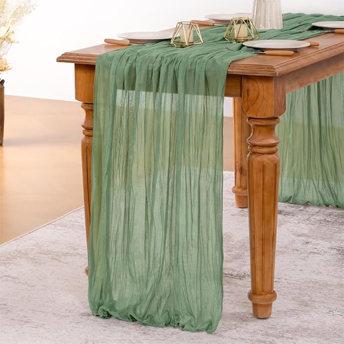 MLMW 3 Pack Sage Green Table Runner Cheesecloth Boho Gauze Rustic Cheese Cloth - Image 5