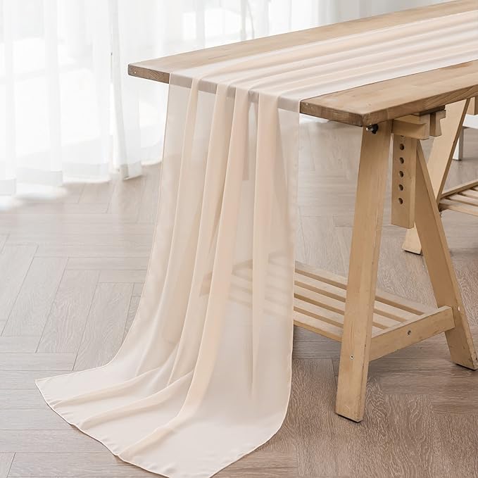6Pack 9ft Chiffon Table Runner 14x108 Inch Sheer Romantic Table Runner by flohar