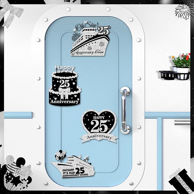 4 PCS Large 25th Anniversary Cruise Door Magnets Decorations Happy 25th - Image 6