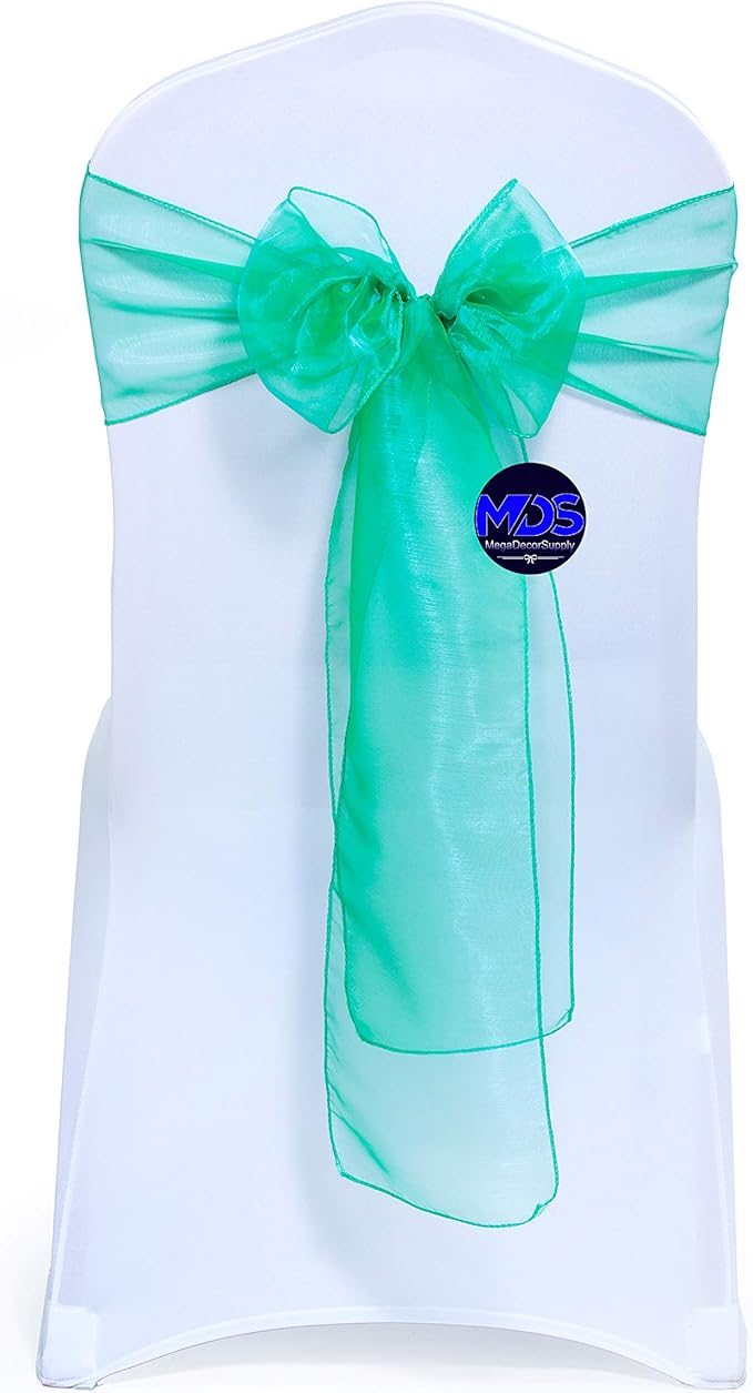 MDS Pack of 200 PCS Organza Chair Sashes Wider Dining Chair Bows Ribbon Tie Back by MDS