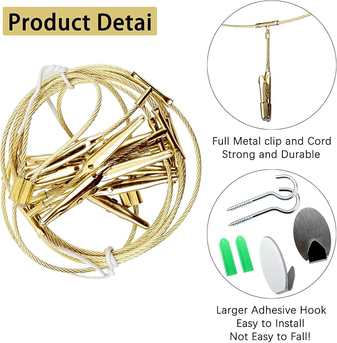 2 Pack Chain Photo Clip Hanging Photo Display Wall Photo Display Metal Photo - Image 3