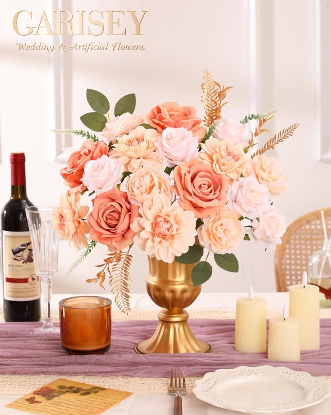 Artificial Flowers Combo, Mix Silk Flowers Roses, Dahlias - Image 2