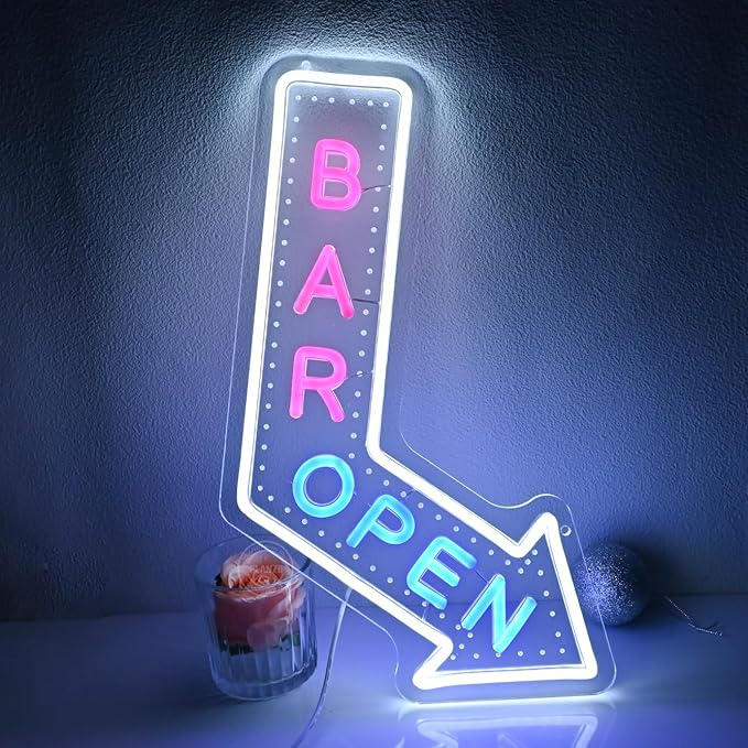 Planzo Bar Open Neon Signs for Business LED Light Up Open Beer Sign Wall Decor - Image 5