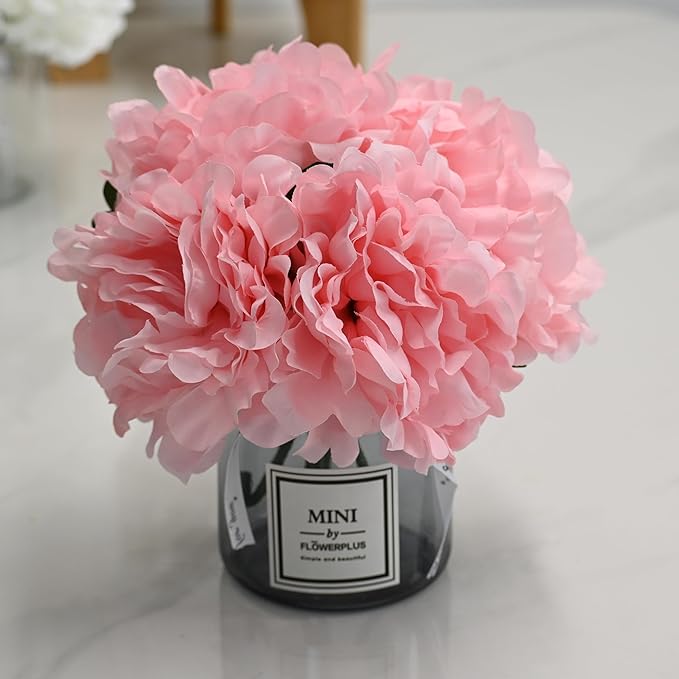 LADADA Artificial Peony and Glass vase Decoration, Used - Image 2