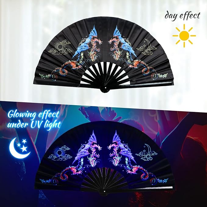 SYNTECSO Folding Hand Fan for Rave, Boots on The Ground Fan, Large Folding Fan - Image 5