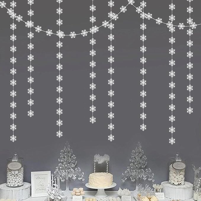 Snowflake-Snow Silver Christmas Party-Decoration Garland - 52ft Frozen Winter - Image 7