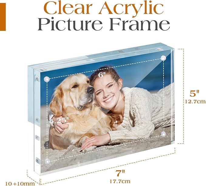 TWING 5 x 7 Inch 3 Pack Acrylic Photo Frame Horizontal Magnet Double Sided - Image 3