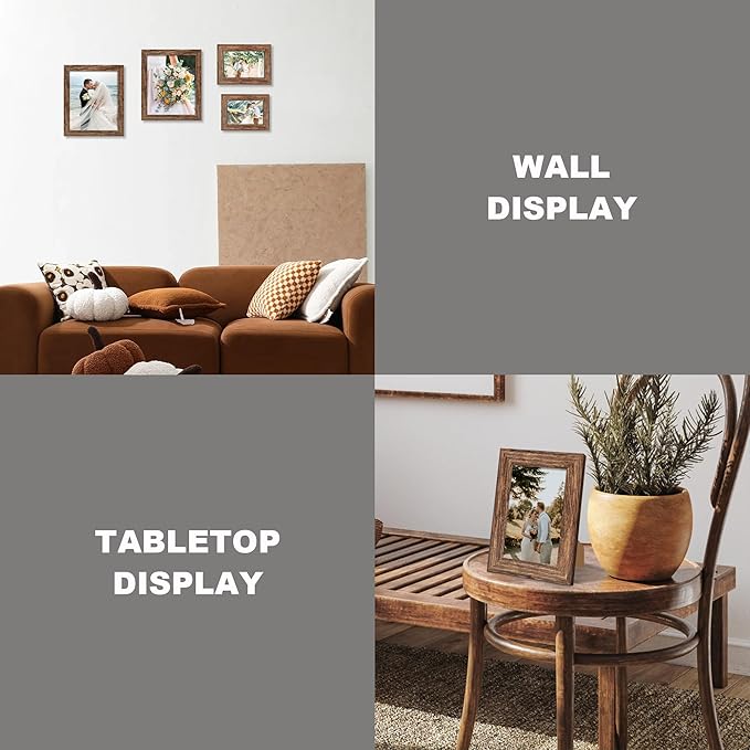 8x10 Picture Frame Set of 4, High Definition Glass Brown Frame, 8 x 10 Wood - Image 6