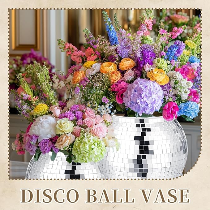 4 Pcs Disco Ball Vases, Plastic Disco Ball Centerpieces 6" X 6.7" Disco Ball - Image 7