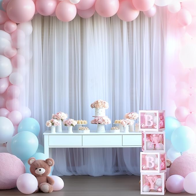 6 Panels White Sheer Tulle Backdrop Curtains - Image 5