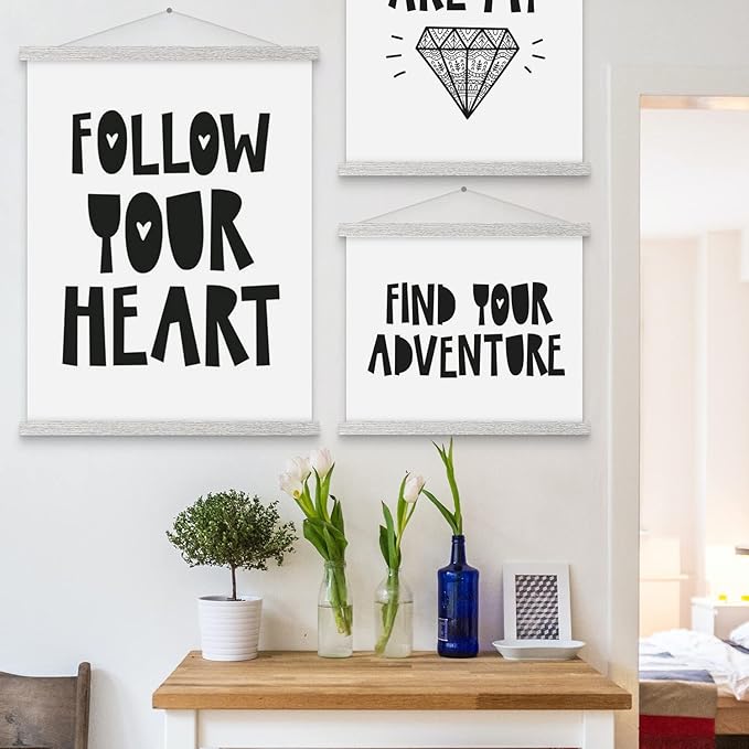 Magnetic Poster Hanger, 9x12 9x14 9x17 Poster Frame Wood Wooden Magnet Print - Image 6
