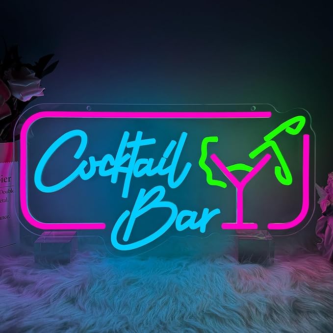 Cocktail Bar Neon Sign, Cocktail Vintage LED Neon Light Signs by Unknown