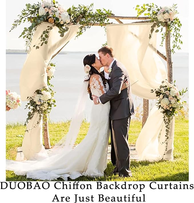 DUOBAO Ivory Chiffon Backdrop Curtain - Image 6