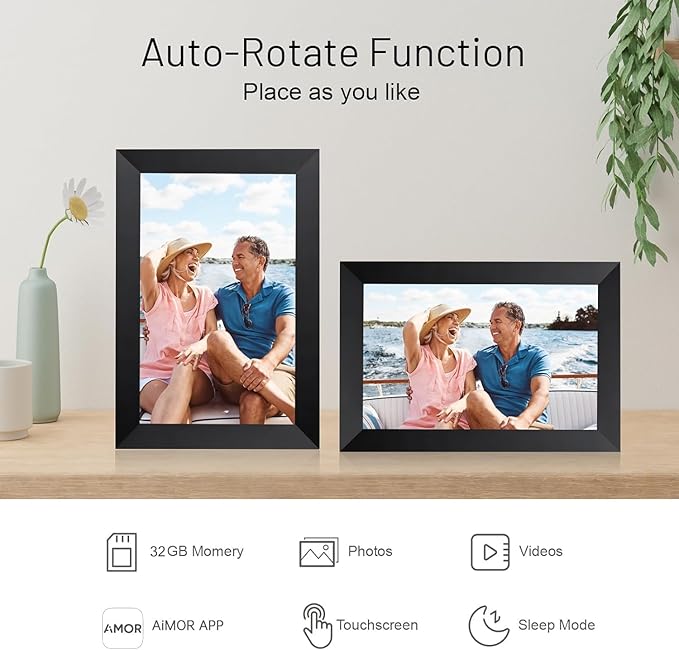 AEEZO 10.1 Inch WiFi Digital Picture Frame, IPS Touch Screen Smart Cloud Photo - Image 3
