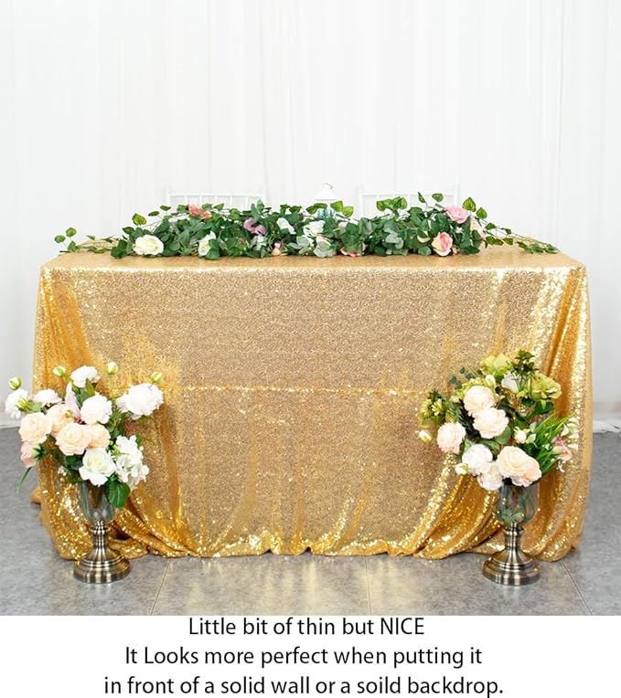 ShinyBeauty Sequin Tablecloth 72x72-Inch Gold Square Sequin Table Cover Glitter - Image 4