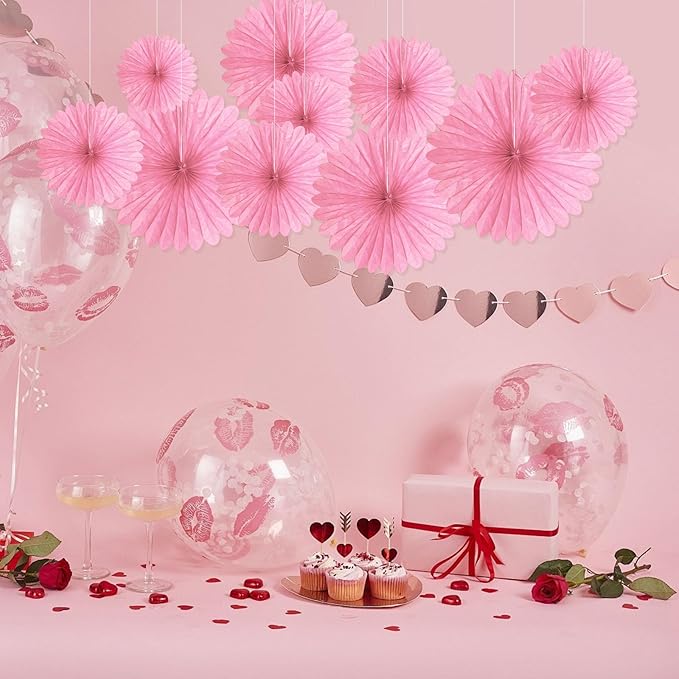 20 Pcs Pink Hanging Paper Fan, Hanging Honeycomb Round Paper Fans - Image 6