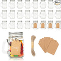 4 oz Small Mason Jar Mugs with Handle, 24 Pack Mini Glass Jars with Airtight by Homelike+Style
