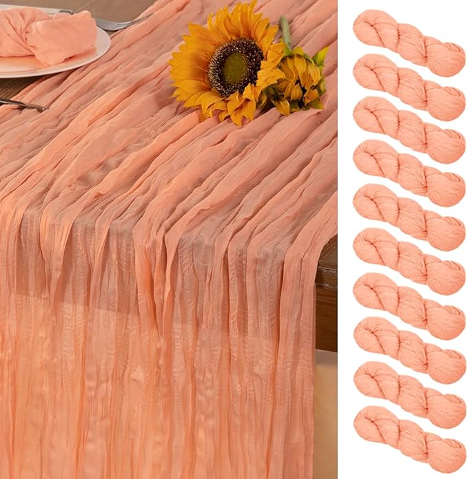 Peach Cheesecloth Table Runner 10 Pack Fall Table Runners Boho Gauze 120 Inches by DeZerlor