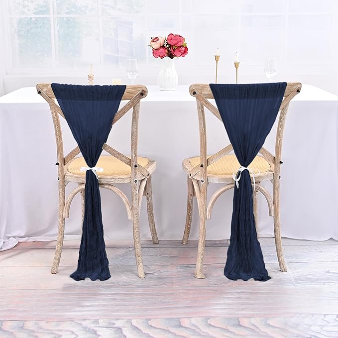 50 PCS Cheesecloth Chair Sashes Bows Wedding Aisle Decorations Chair Ribbon - Image 4