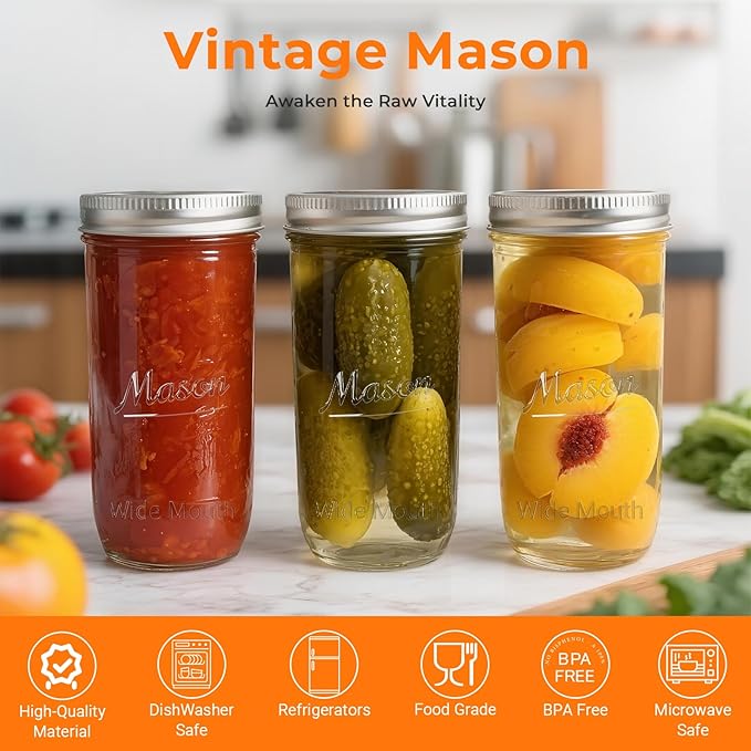 CycleMore 6 Pack Wide Mouth Mason Jars - Image 7