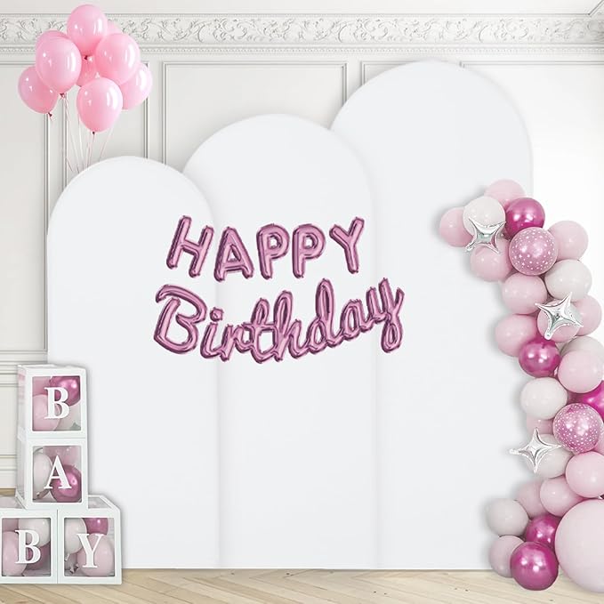 WEERRW White Arch Backdrop Cover Ballon Arch Stand Covers Set of 3 Spandex by WEERRW