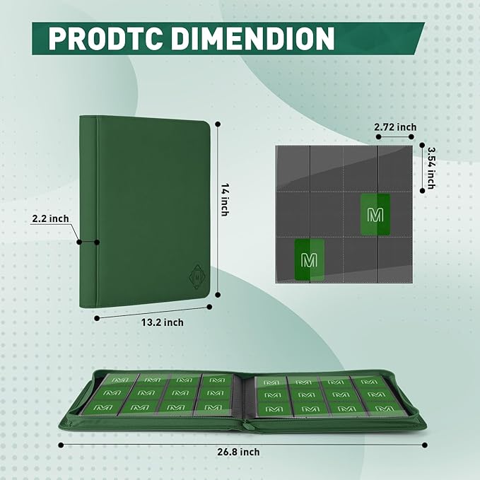 Premium Card Binder 12 Pocket for 720 Pockets Trading Card Binder, PU Zipper - Image 5