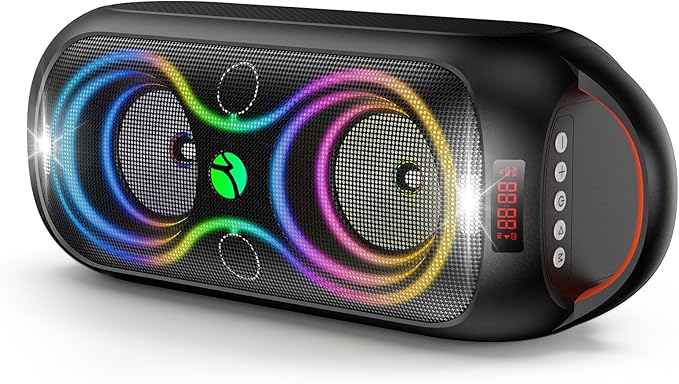 Bluetooth Speakers Wireless- 40W 120dB Loud Sound, 8 LED Lights, 6-8 Hours by halokin