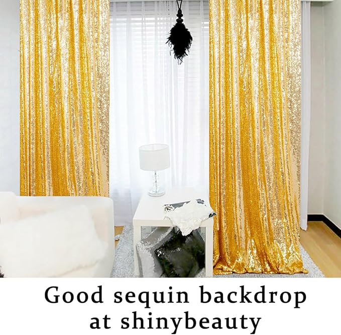 ShinyBeauty Gold Sequin Backdrop Curtain Sequin Curtains 4 Panels 4x10ft - Image 6