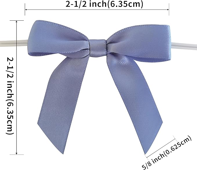 50pcs 2-1/2" Smog Blue Satin Ribbon Bows - Image 3