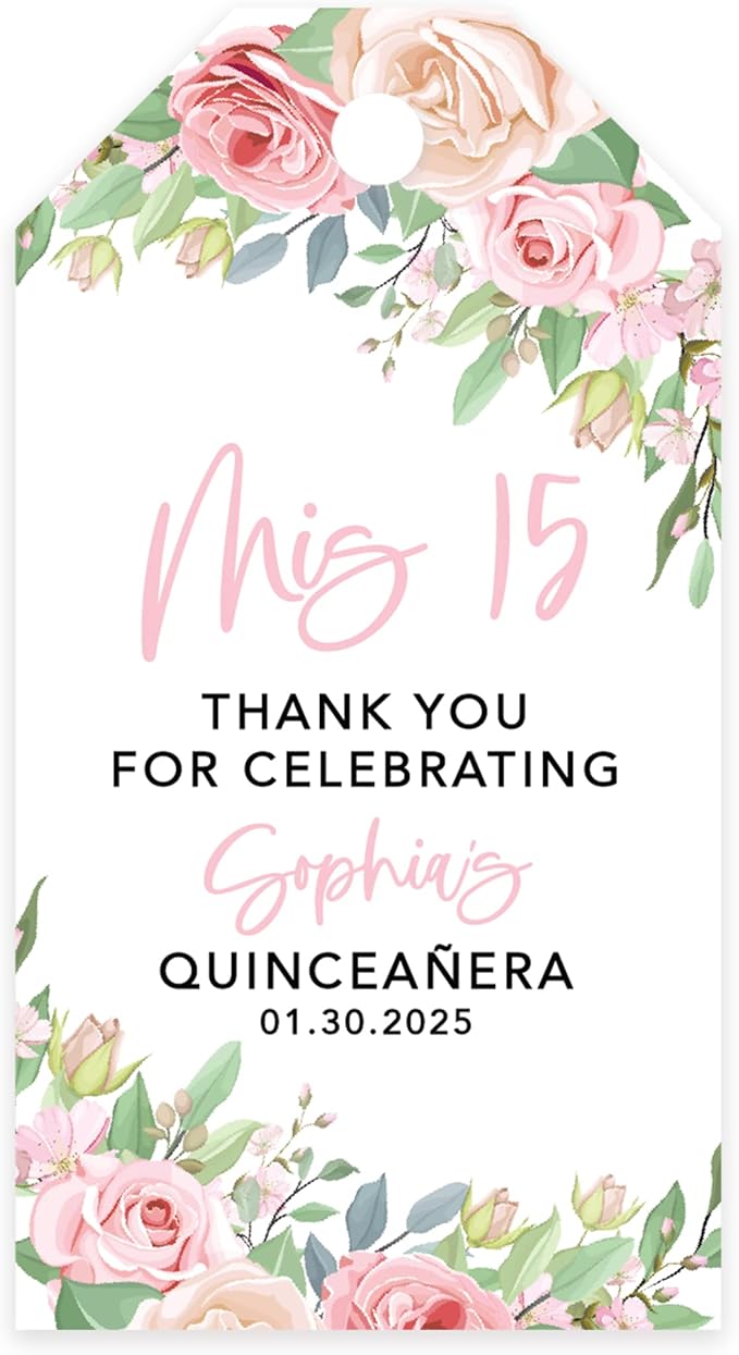 Andaz Press 40-Pack Personalized Quinceañera Favor Tags by AndazPress