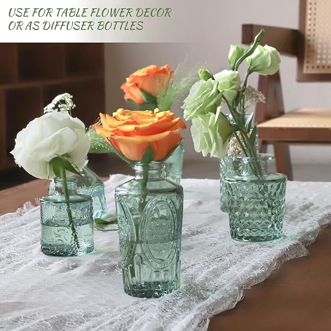 Green Glass Bud Vase Set of 22, Small Vases - Image 4