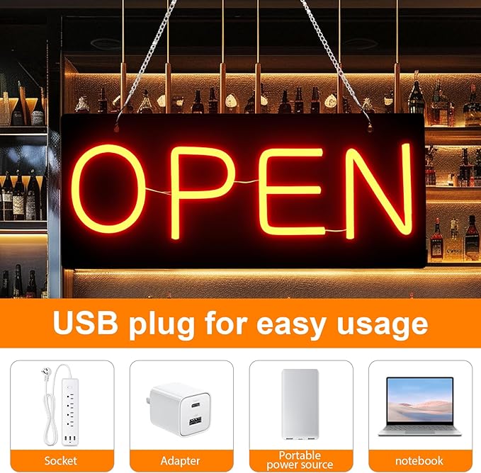 Led Open Sign for Business, OPEN and Close Double sided switching, Powered by - Image 4