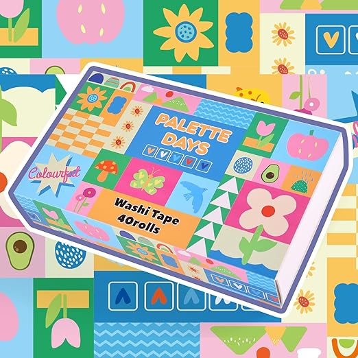 emmoolife 40 Rolls Washi Tape Set, Vibrant Color Palette-Themed Cute Decorative - Image 2
