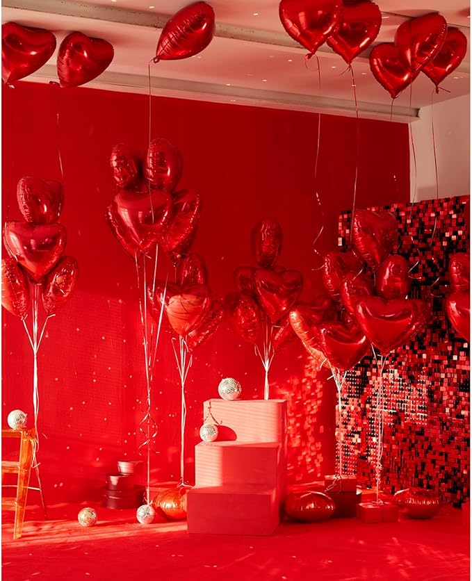12PCS Red Shimmer Wall Backdrop, Square Sequin Photo Backdrops Panel, Glitter - Image 6