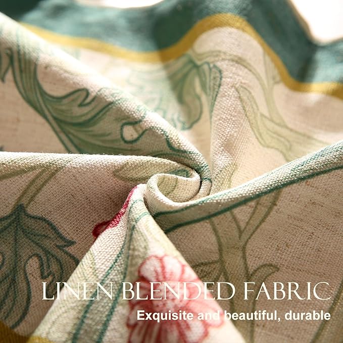 patdrea Designer Green Floral Table Runner, French Elegant Vibrant Rustic Linen - Image 5