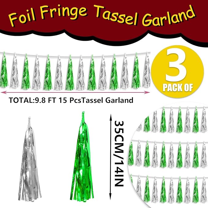3P Metallic Fringe Tassel Banner Garland Foil Tinsel Streamer Wall Hanging - Image 2