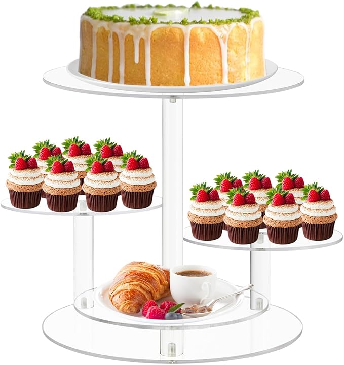 4 Tier Clear Cake and Cupcake Stand Combo by Dezzer