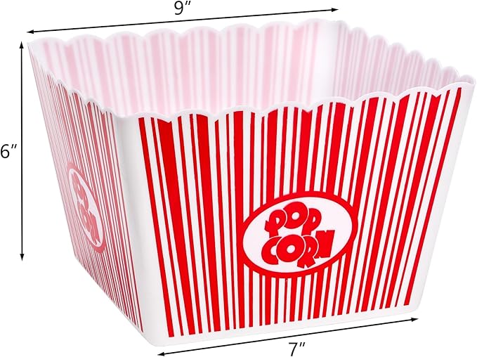 Hedume 6 Pack Popcorn Containers, Plastic Movie Theater Style Popcorn Container - Image 4