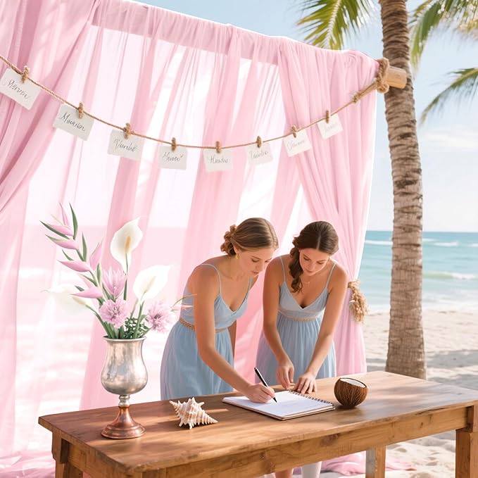 Wedding Arch Draping Fabric 29" x 18 FT Light Pink Sheer Chiffon Outdoor - Image 3