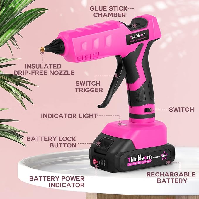 Hot Glue Gun, 20V Pink Cordless Glue Gun - Image 3
