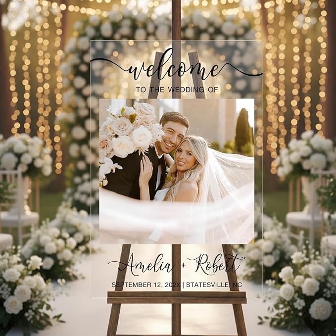 Personalized Wedding Photo Acrylic Welcome Sign – Custom Picture Board - Image 2